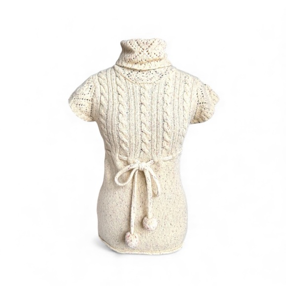 NWOT Anthropologie Cream Cable Knit Cowl Neck Sweater - Picture 3 of 12